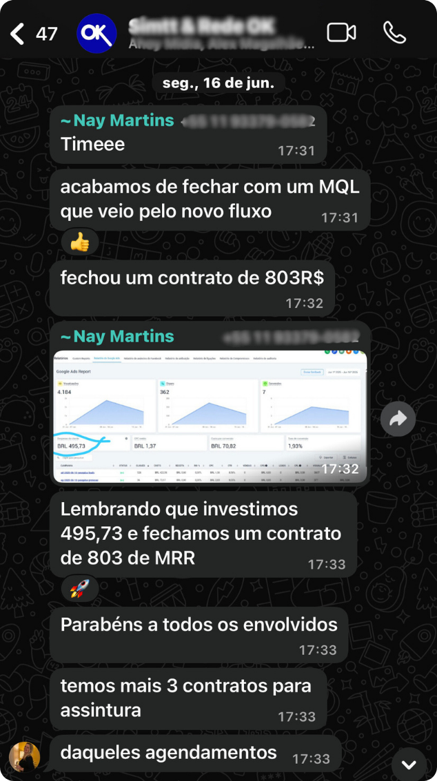 Depoimento da Naya Martins: fechamos um MQL pelo novo fluxo.