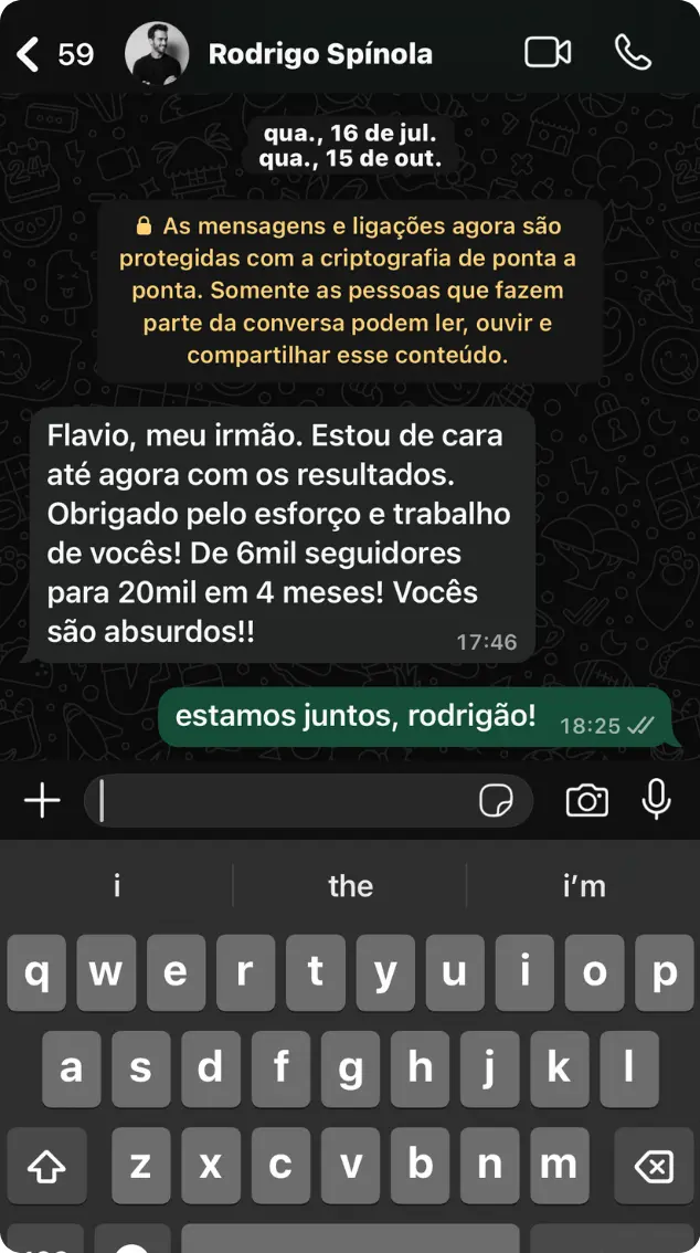 Depoimento do Rodrigo Spínola: 6mil → 20mil seguidores em 4 meses.