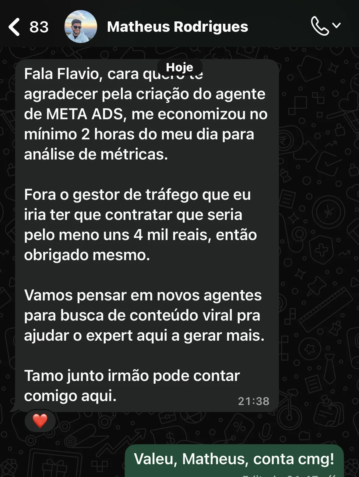 Depoimento do Matheus Rodrigues.